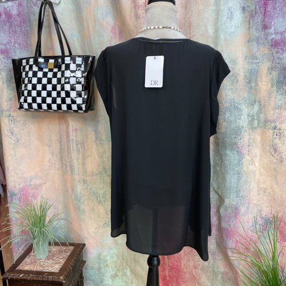 NWT📌DR2 Timeless Soft Flowing - Light Transparent Cap Sleeves Top - Picture 8 of 13